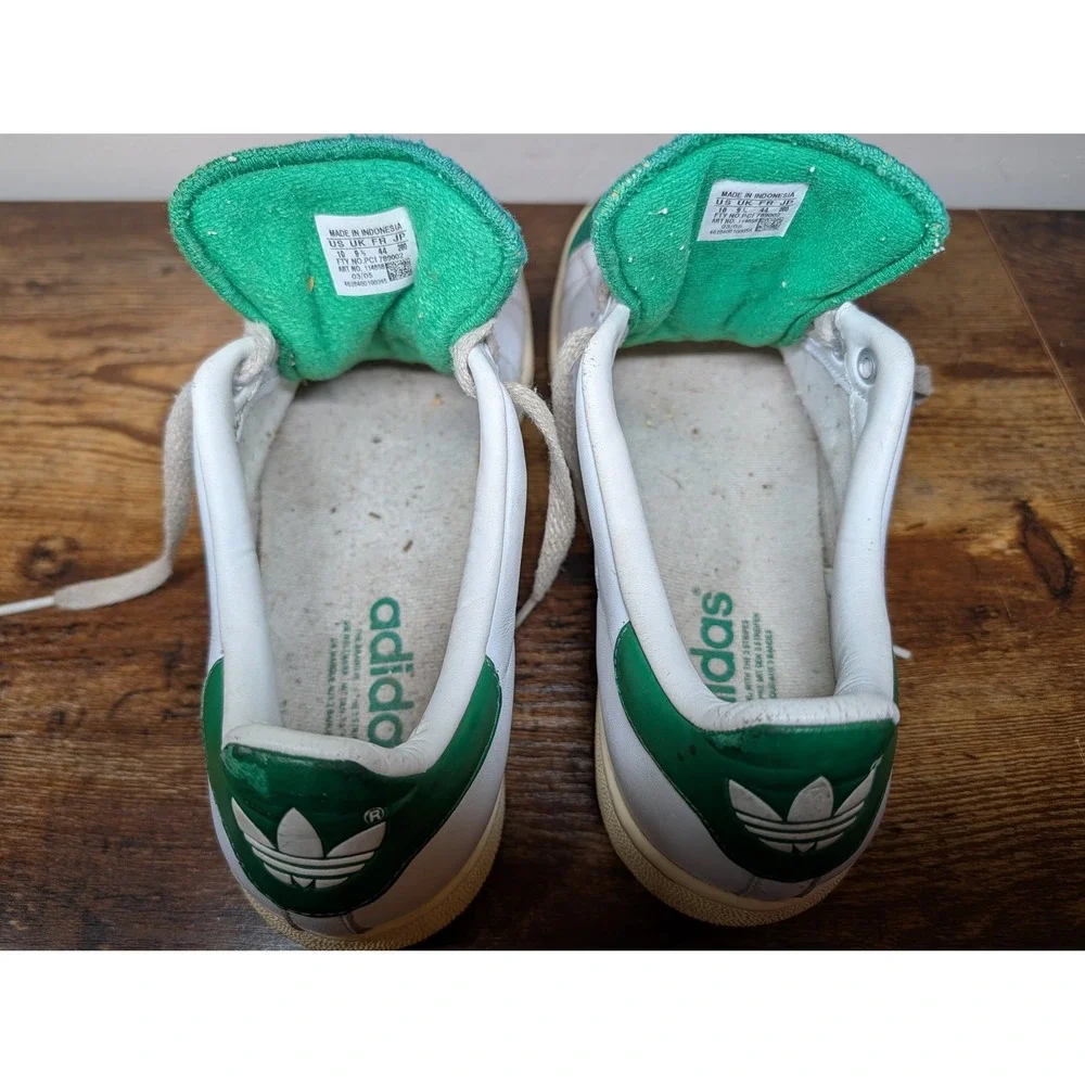Adidas Stan Smith White Green Mesh Toe Low Top Sneakers Mens 10